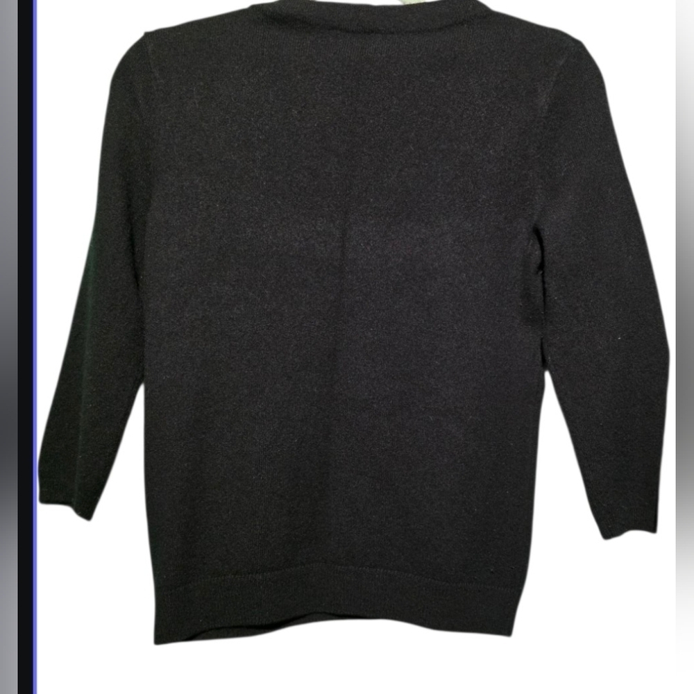 Talbots Pure Cashmere Medium Petite Black Long Sleeve Sweater PTP 19 - Picture 3 of 4